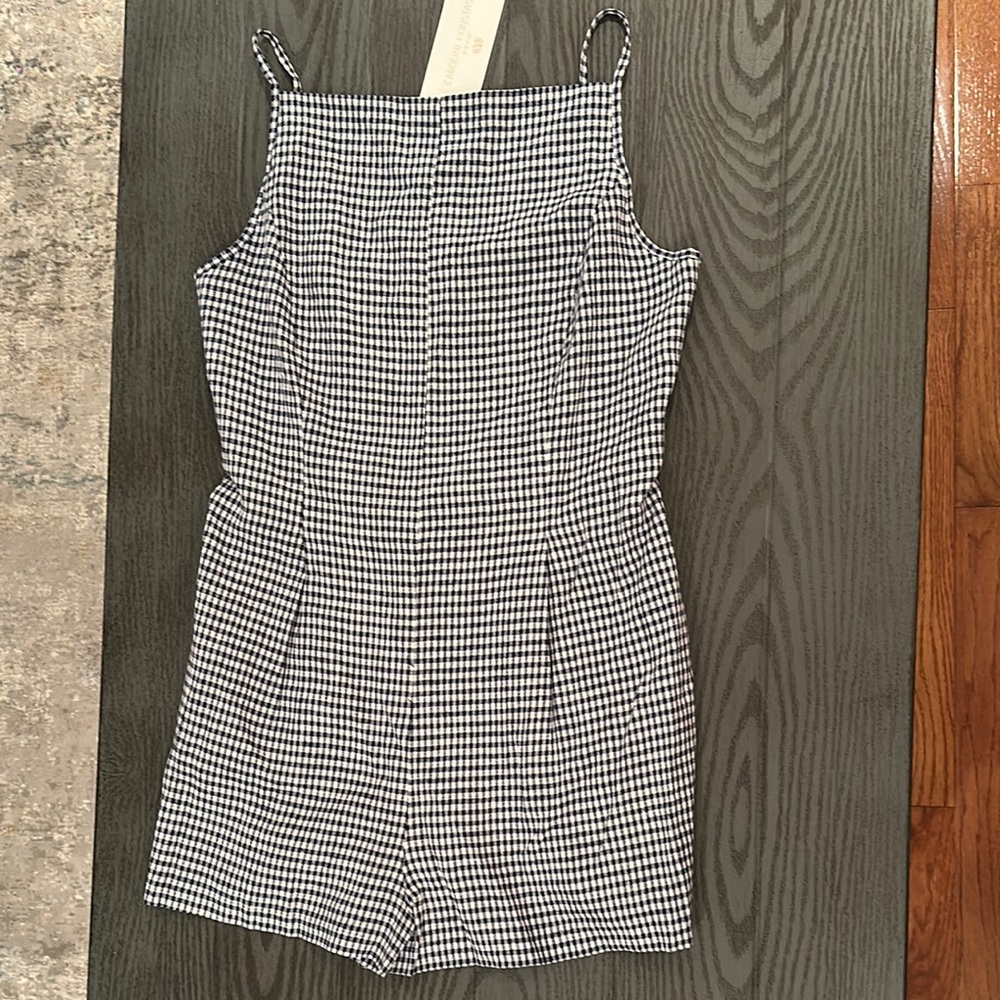 Caroline Constas Blue and White Gingham Romper - New